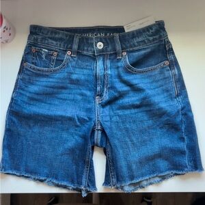 American Eagle Outfitters Low Rise Dark Blue Denim Cutoff Shorts